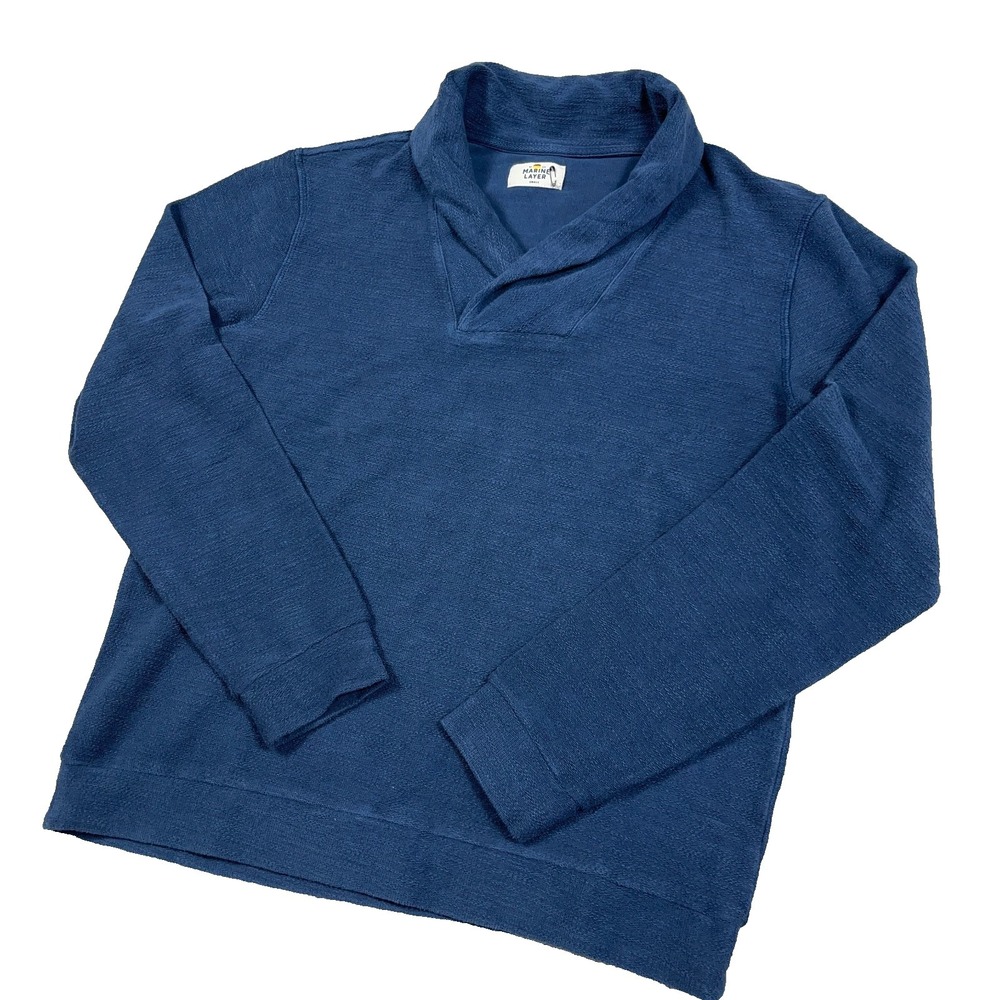 Marine Layer Sweater Men Small Blue Shawl Neck Pullover‎ Cotton Adult - Picture 2 of 10